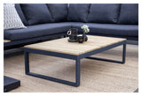 Panama Lounge Bed with Table, Black Alu/Acacie/Gray Cushion