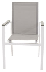 Parma Garden Chair, stackable, White alu/Gray textiles/Gray aintwood