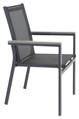 Parma Garden Chair, stackable, Black alu/Black textiles/Gray aintwood