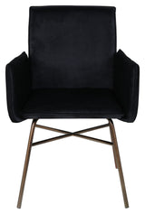 Pippi Dining Chair, Black Velour/Copper