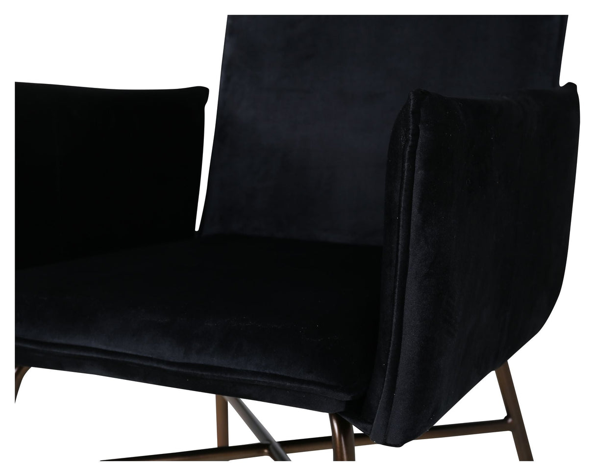 Pippi Dining Chair, Black Velour/Copper