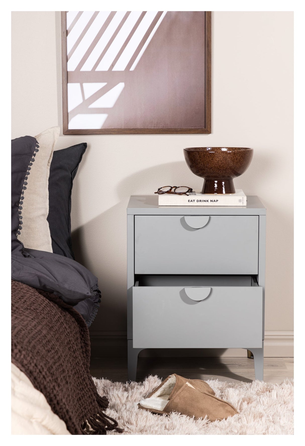 Piring Bedside Table - Light Gray