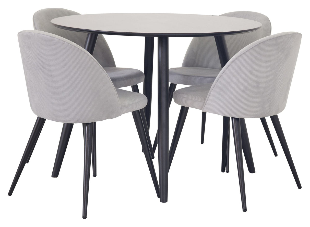 Venture Design - Plaza Dining Table Black w. 4 Gray Chairs