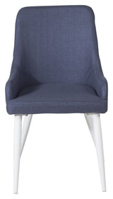 Plaza Dining chair, Blue, White metal legs