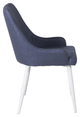 Plaza Dining chair, Blue, White metal legs