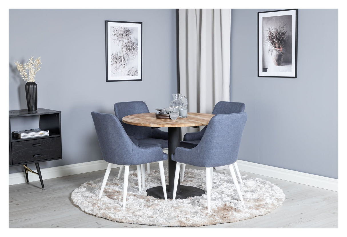 Plaza Dining chair, Blue, White metal legs