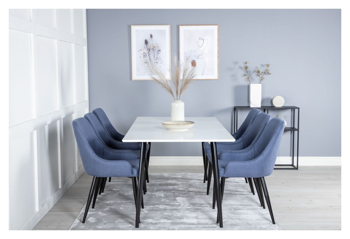 Plaza Dining chair, Blue, Black metal legs