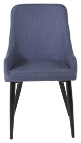 Plaza Dining chair, Blue, Black metal legs