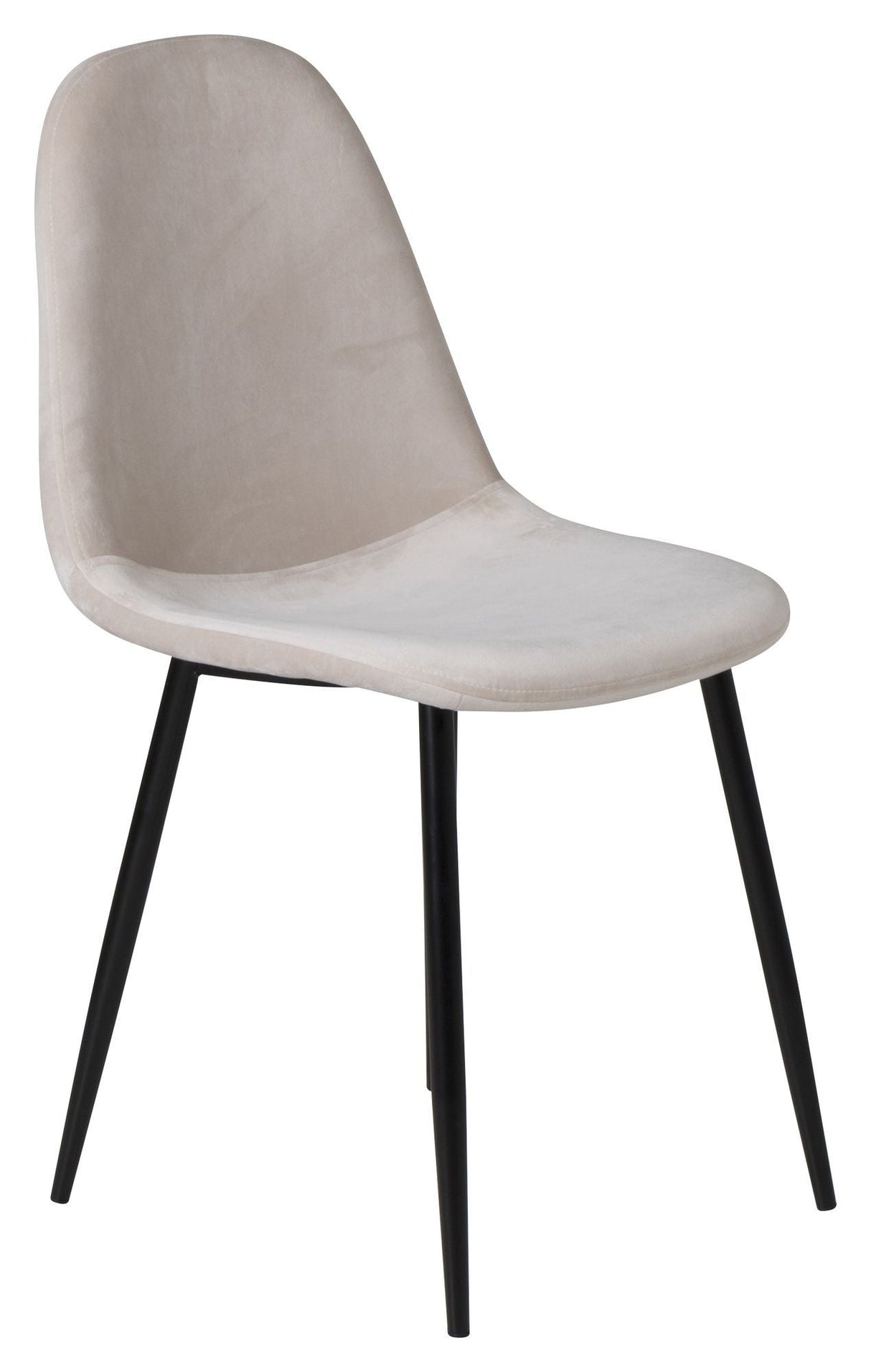 Polar Dining Chair, Beige Velour, Black Metal Legs