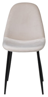 Polar Dining Chair, Beige Velour, Black Metal Legs