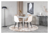 Polar Dining Chair, Beige Velour, Black Metal Legs