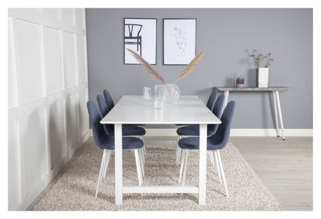 Polar Dining chair, Blue, White metal legs