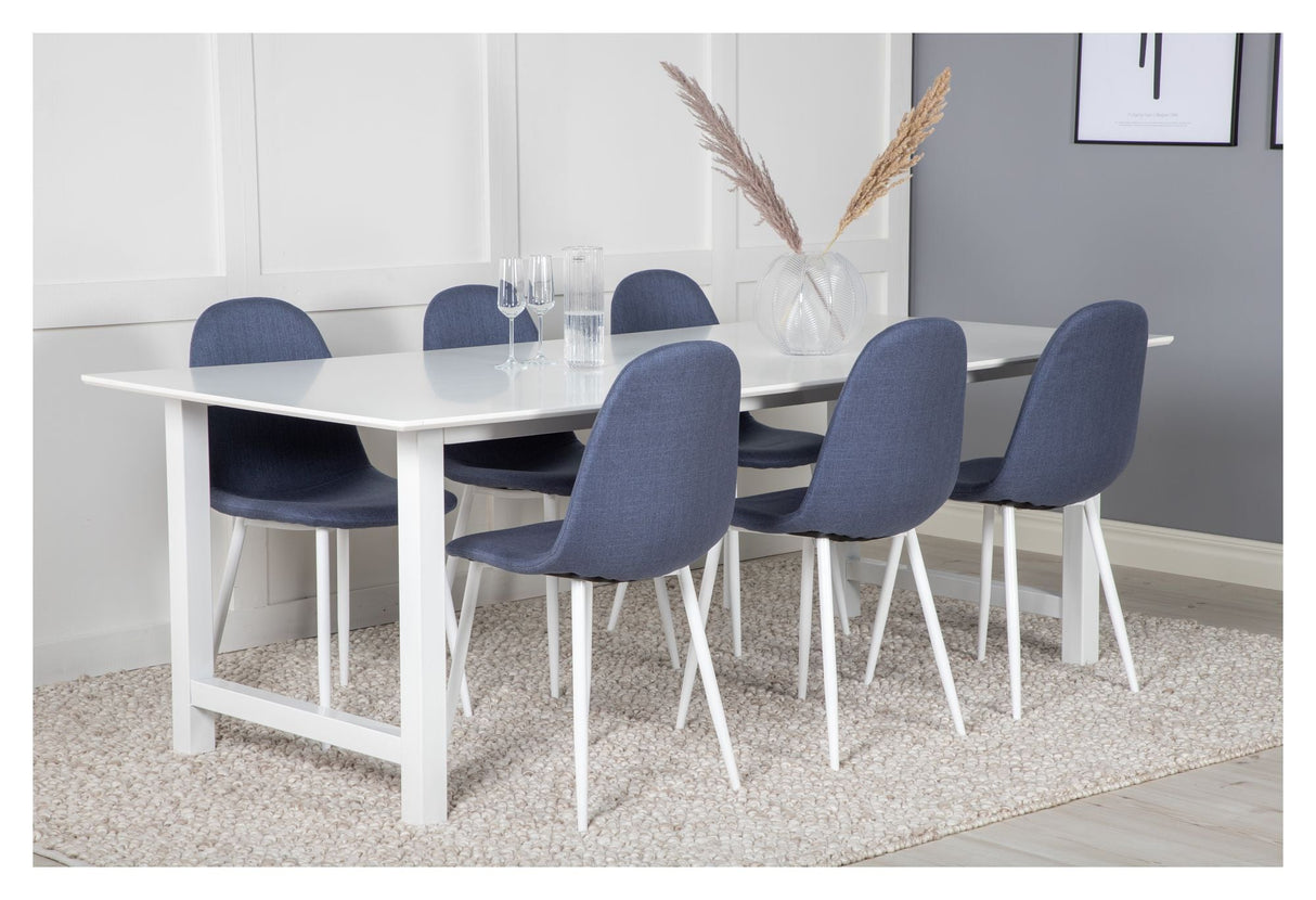 Polar Dining chair, Blue, White metal legs