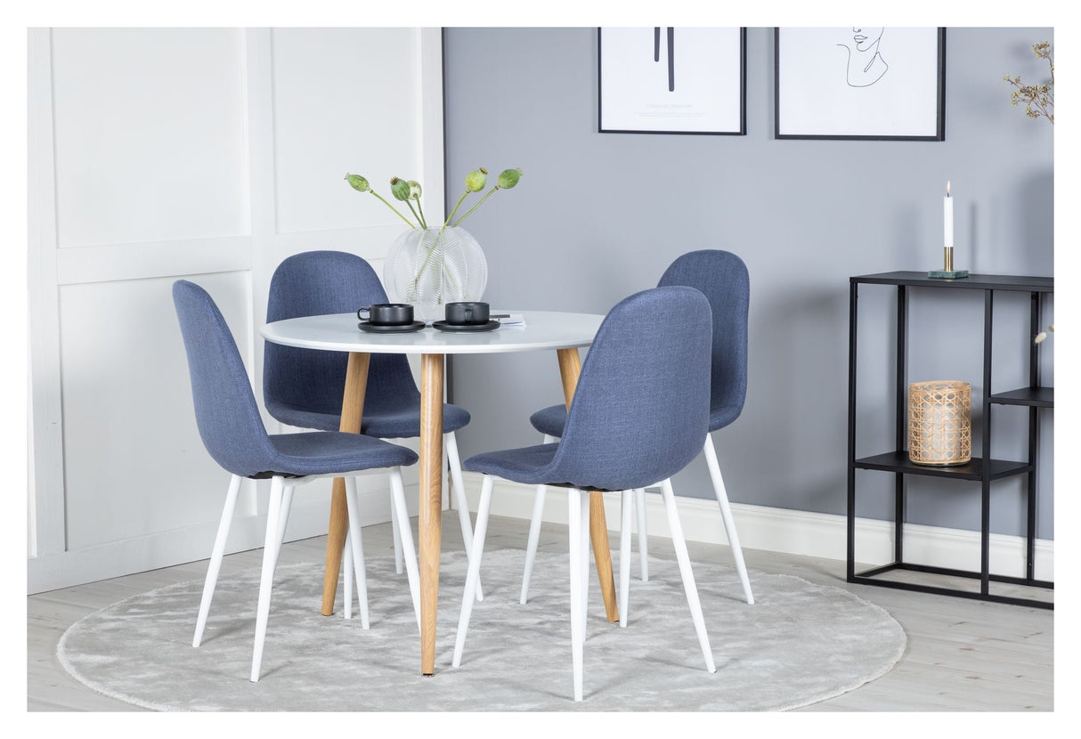 Polar Dining chair, Blue, White metal legs