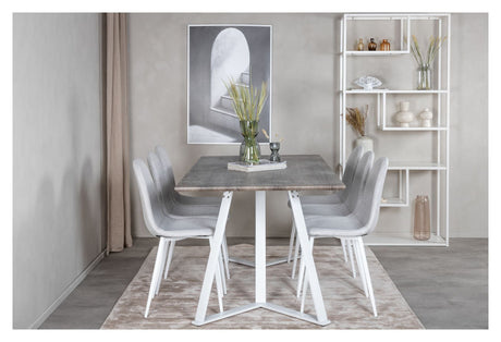 Polar Dining chair, Gray melange, White metal legs