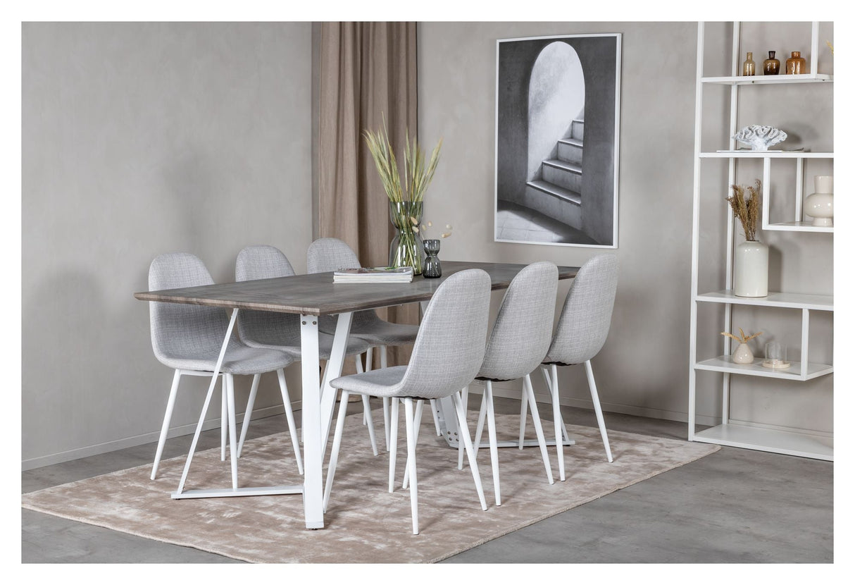 Polar Dining chair, Gray melange, White metal legs