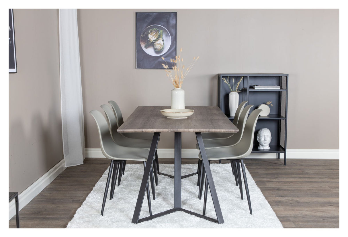 Polar Dining chair, Gray plastic, Black metal legs