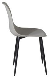 Polar Dining chair, Gray plastic, Black metal legs