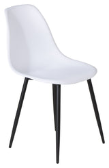 Polar Dining chair, White plastic, Black metal legs