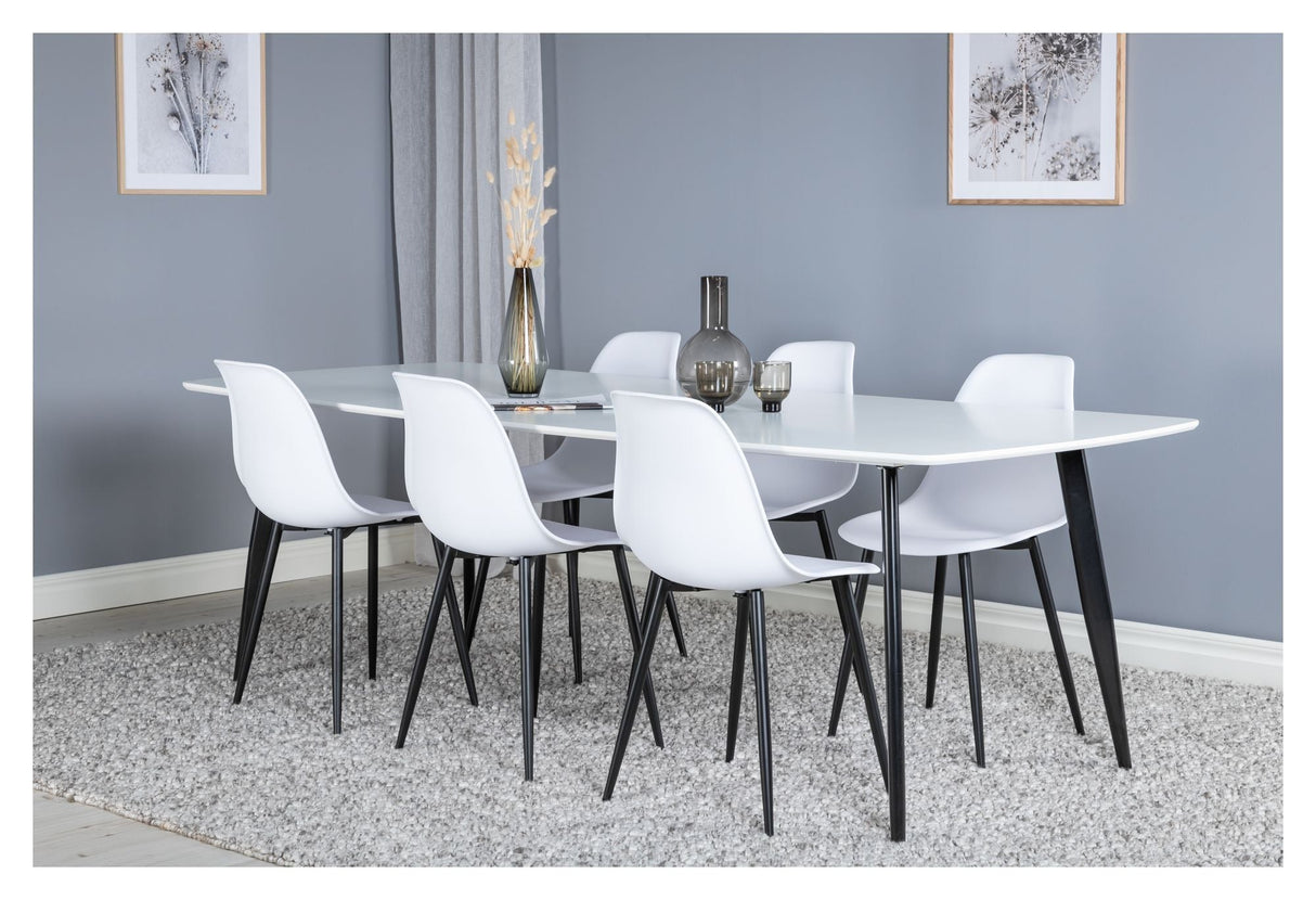 Polar Dining chair, White plastic, Black metal legs