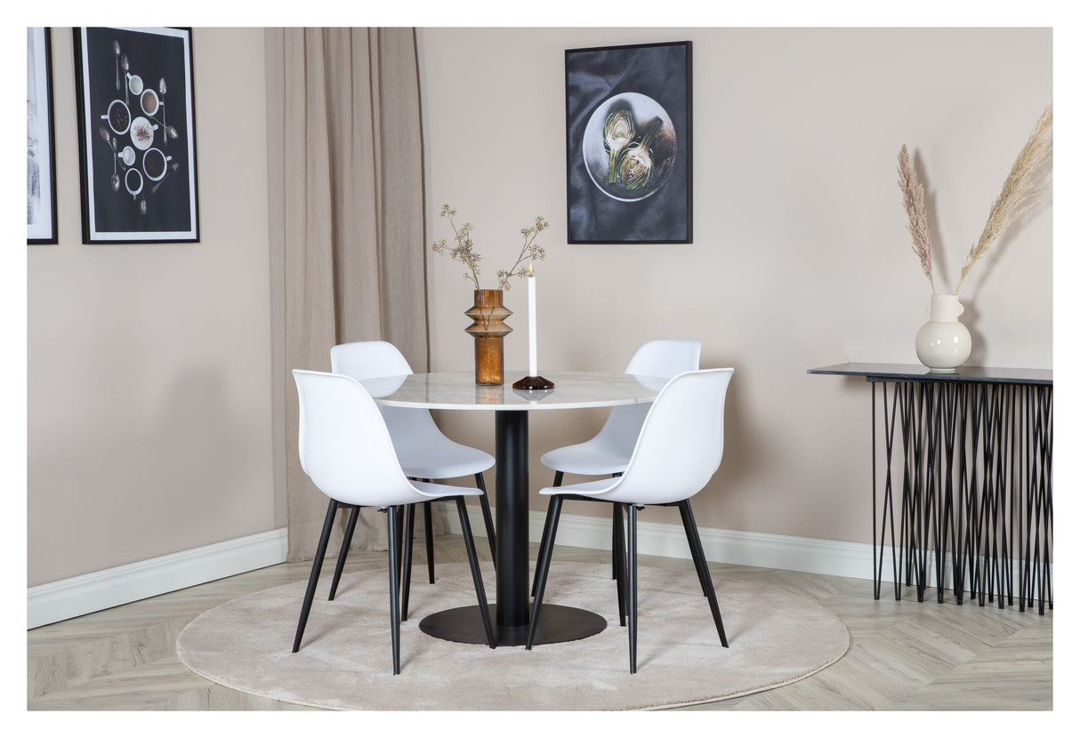 Polar Dining chair, White plastic, Black metal legs