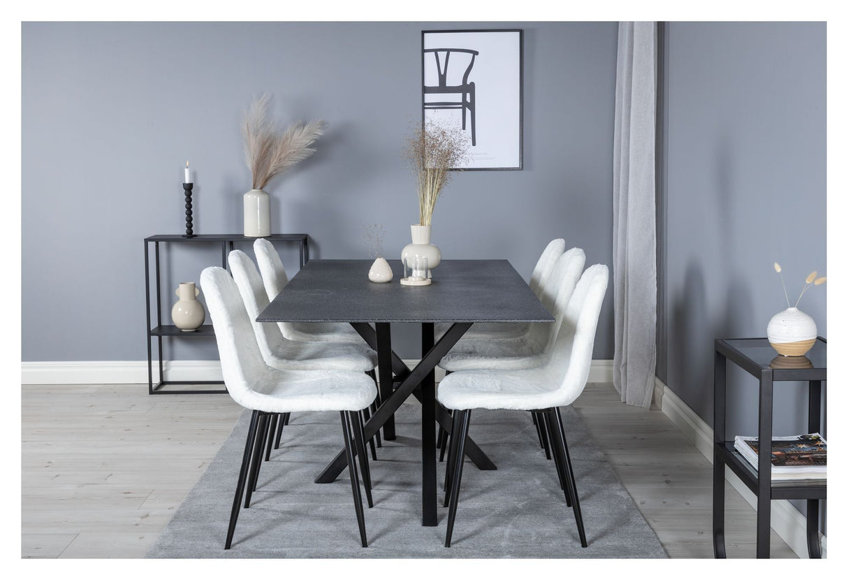 Polar Dining chair, White, Black metal legs