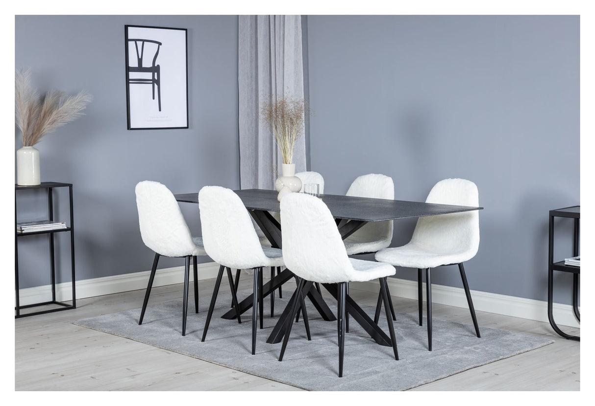 Polar Dining chair, White, Black metal legs