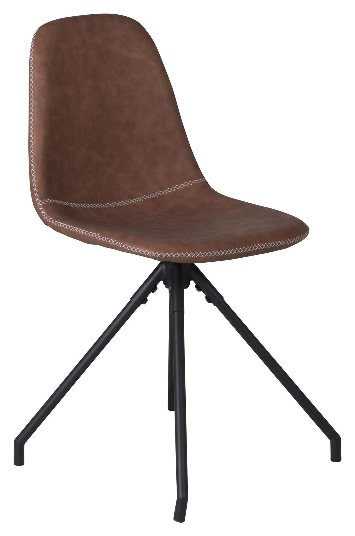 Polar Dining chair with turn, Brown PU, Black metal legs