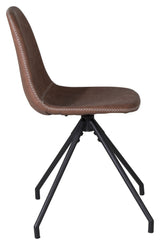 Polar Dining chair with turn, Brown PU, Black metal legs