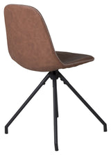 Polar Dining chair with turn, Brown PU, Black metal legs