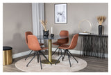 Polar Dining chair with turn, Brown PU, Black metal legs