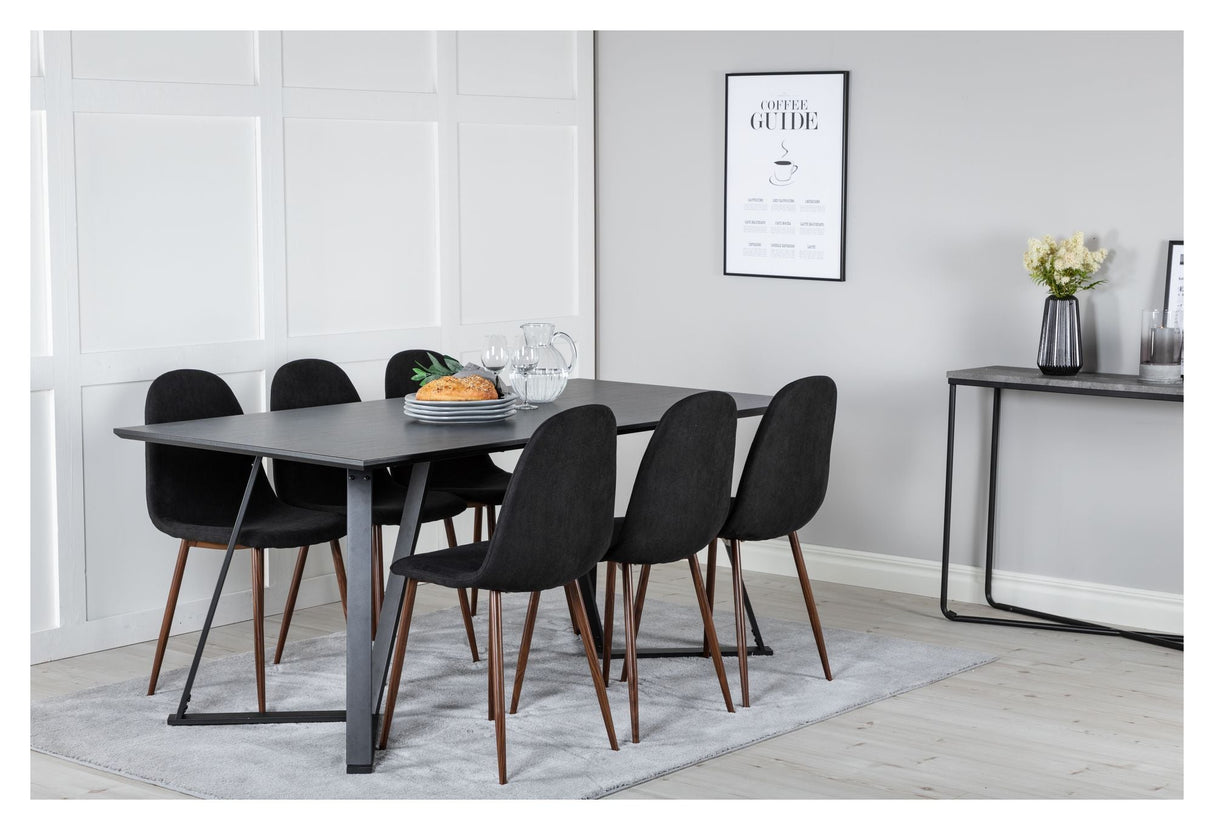 Polar Dining chair, Black, Walnut metal legs