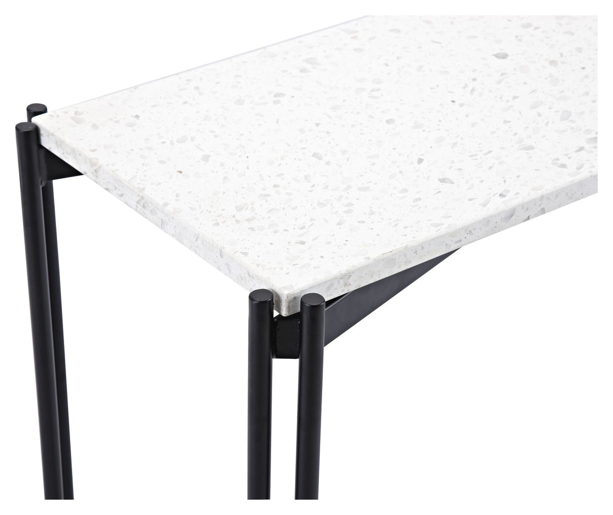 Razzia Side Table - White Terazzo Top/Black Metal Legs, 110x30