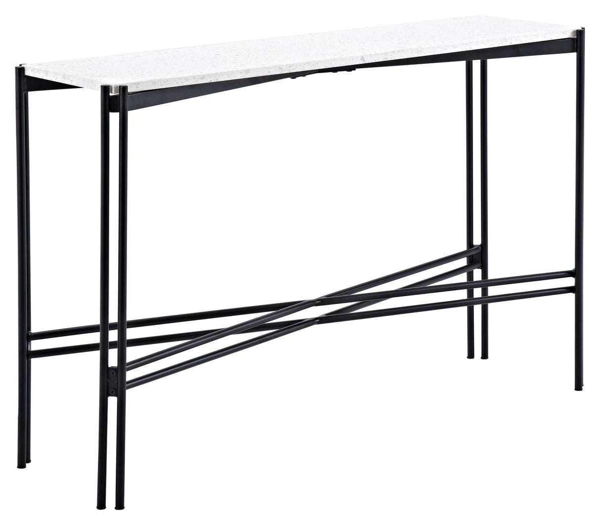 Razzia Side Table - White Terazzo Top/Black Metal Legs, 110x30