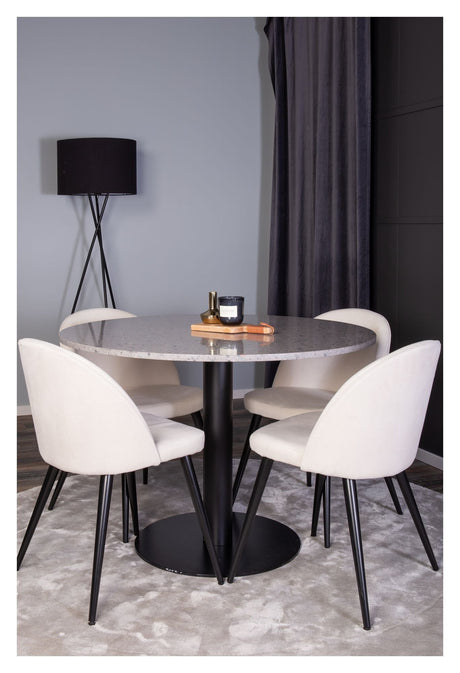 Razzia Dining table, Gray Terazzo with matte black foot, Ø106