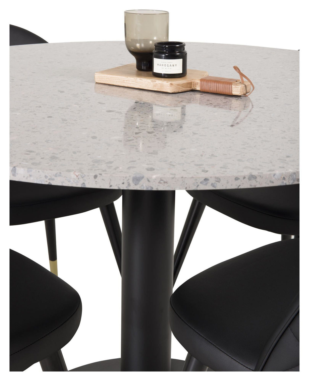 Razzia Dining table, Gray Terazzo with matte black foot, Ø106