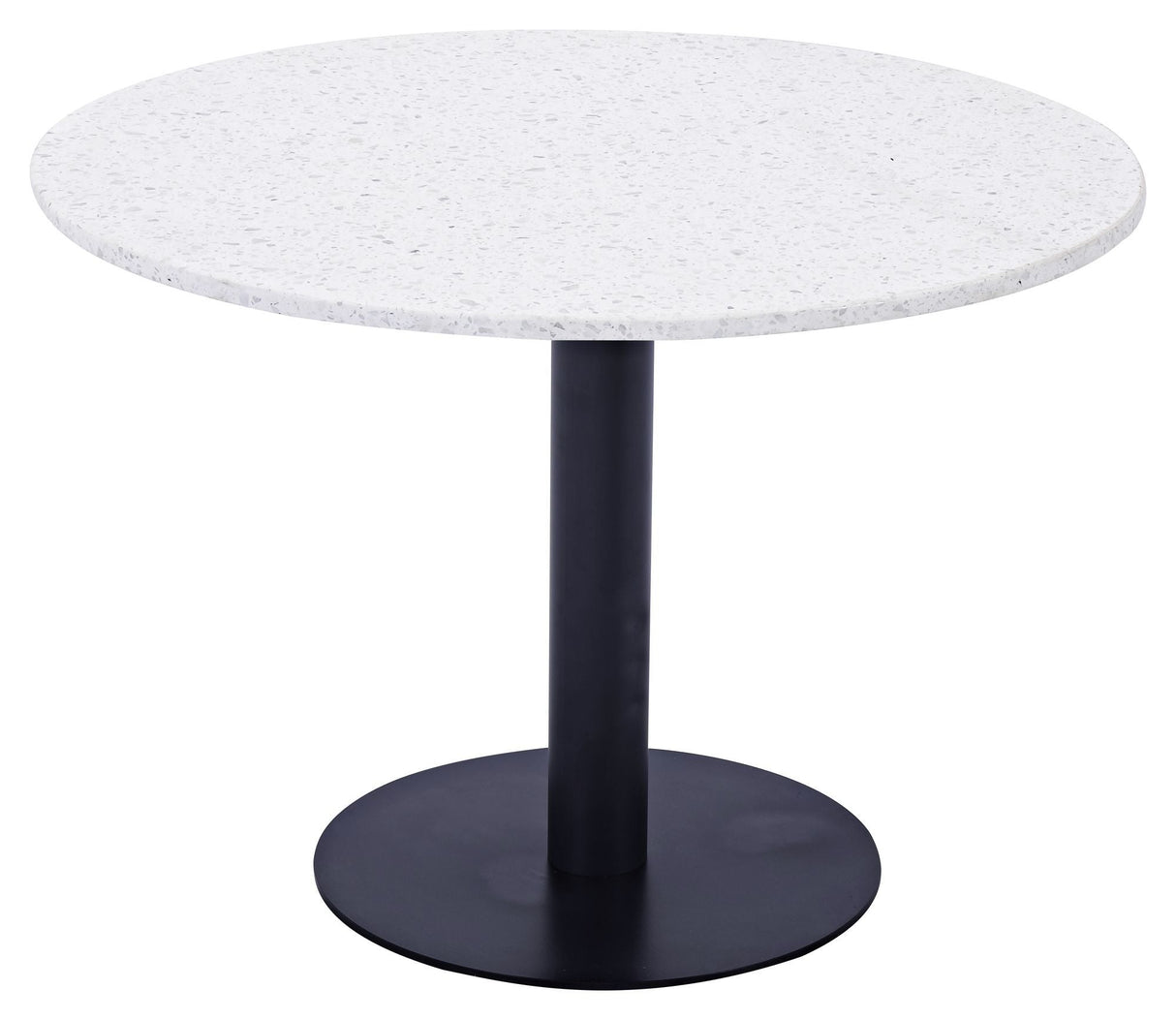 Razzia Dining table, White Terazzo with matte black foot, Ø106