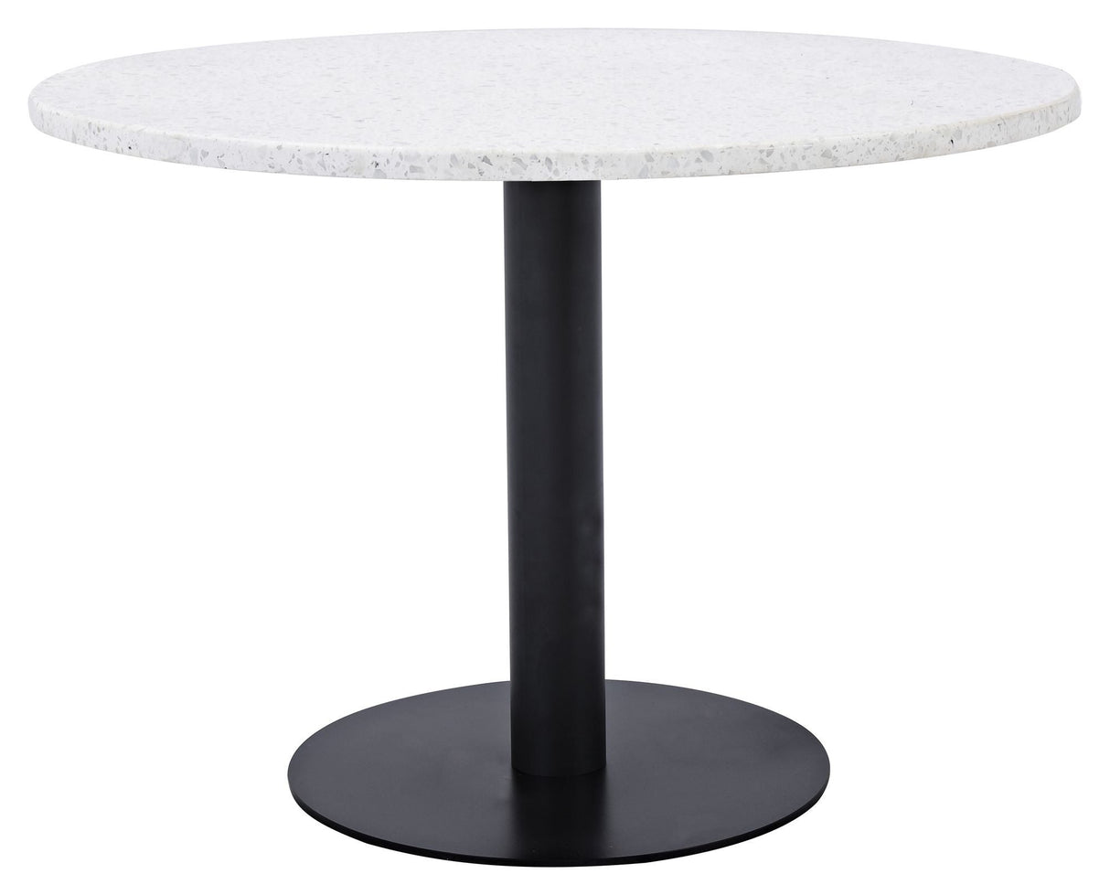 Razzia Dining table, White Terazzo with matte black foot, Ø106