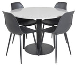 Razzia Dining Table Ø106, w. 4 Polar Chairs, Black Plastic