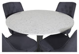 Razzia Dining Table Ø106, m. 4 Velvet Delux Chairs, Black