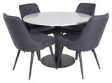 Razzia Dining Table Ø106, m. 4 Velvet Delux Chairs, Black