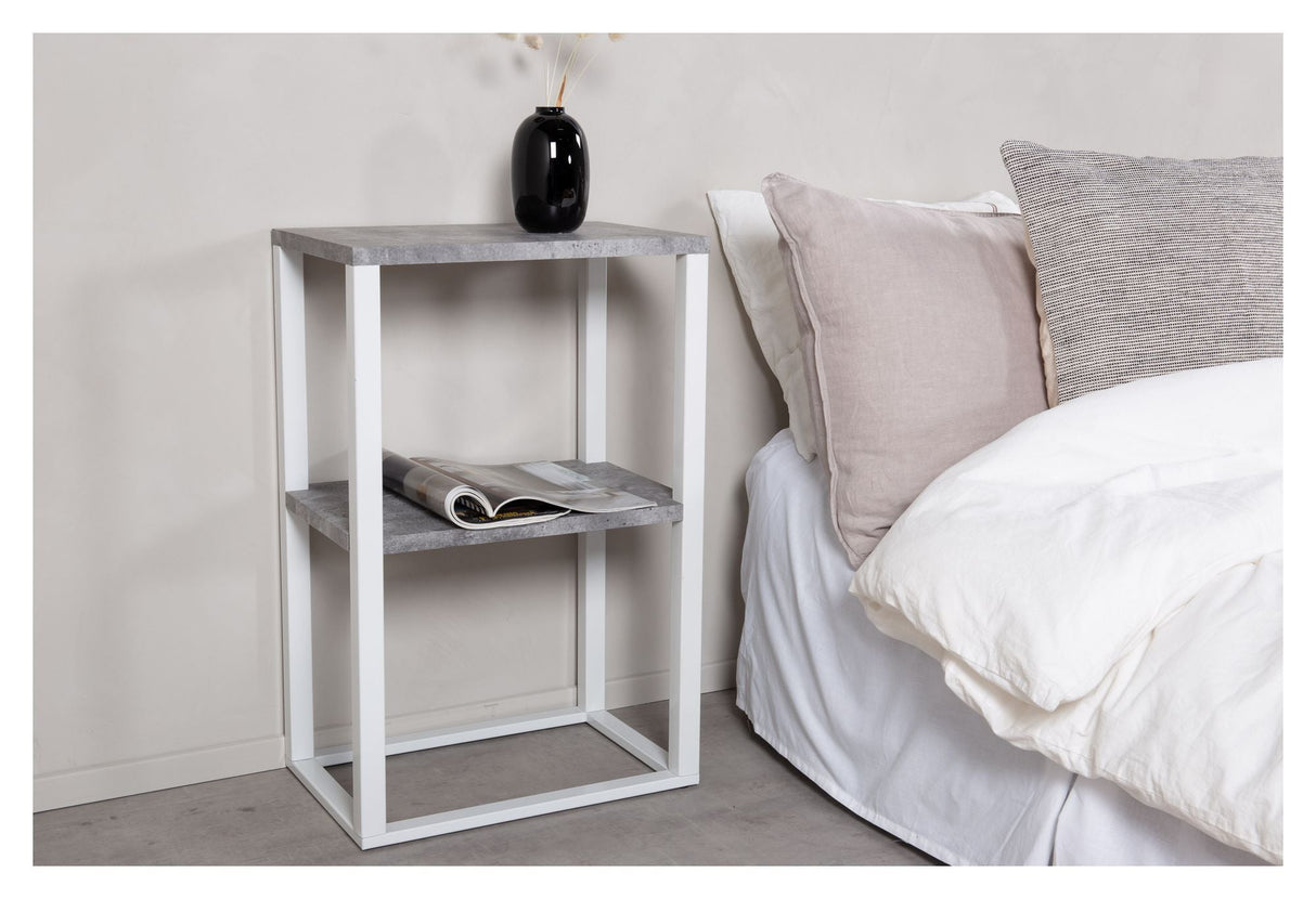 Rise bedside table - Concrete look/White metal legs