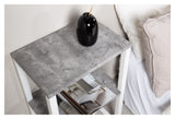 Rise bedside table - Concrete look/White metal legs