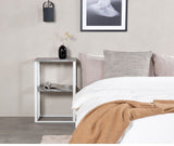 Rise bedside table - Concrete look/White metal legs