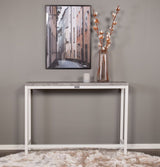 Rise Side Table - Concrete-look/White Metal Legs, 110x30