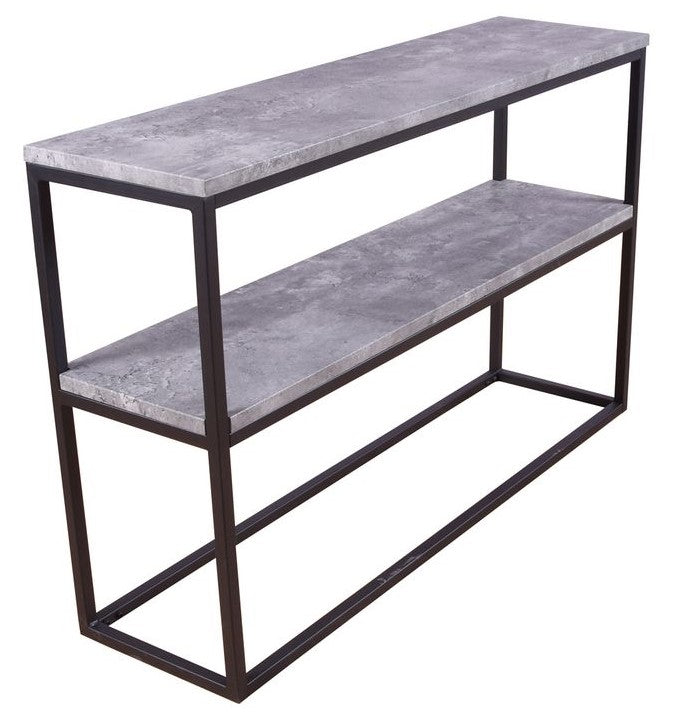 Rise Side Table Double - Concrete look/Black Metal legs, 110x30