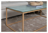 Rock Coffee Table w. Tempered Glass Top - White/Brown, 60x120