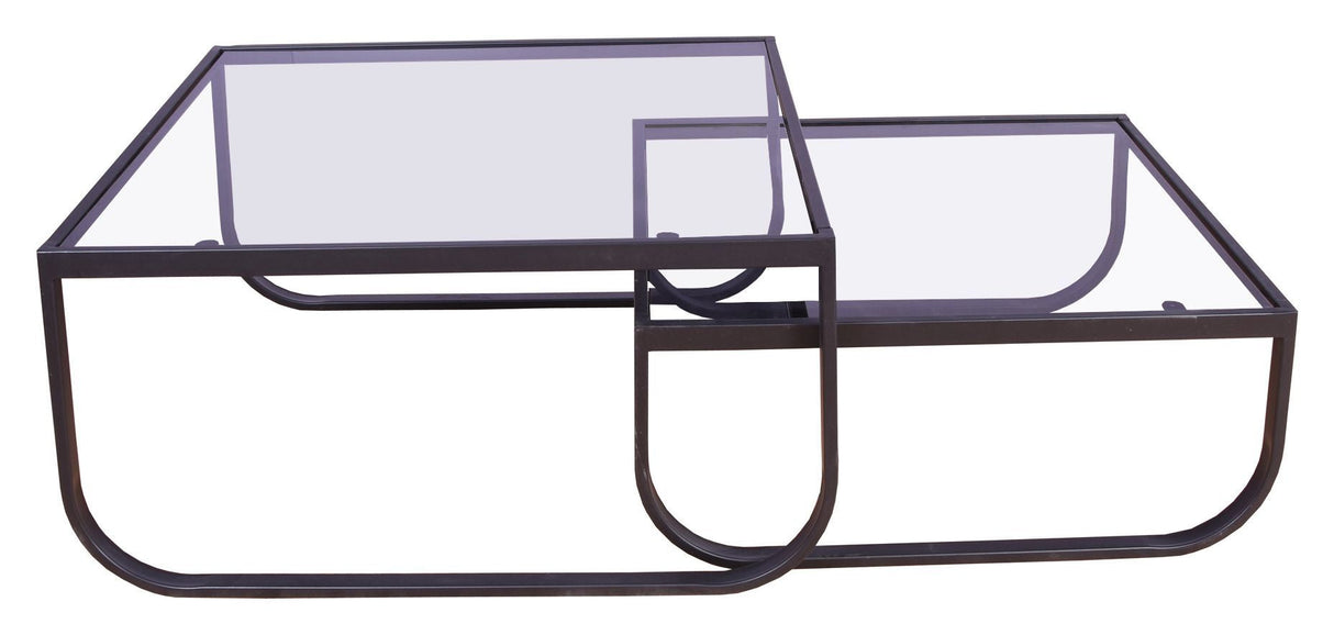 Rocker Coffee Table - Smoky Gray Glass Top/Black, 80x80