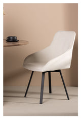 Rosie Dining Chair, Black, Beige Fabric