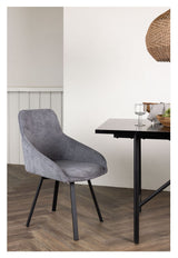 Rosie Dining Chair, Black, Dark Gray Fabric